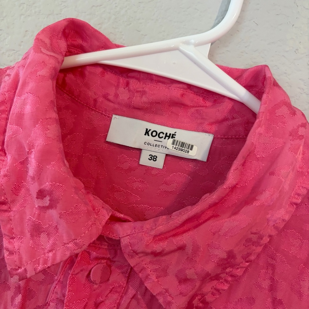 Koche Collection Pink Leopard‎ Asymmetric Shirt MEDIUM - Picture 4 of 6